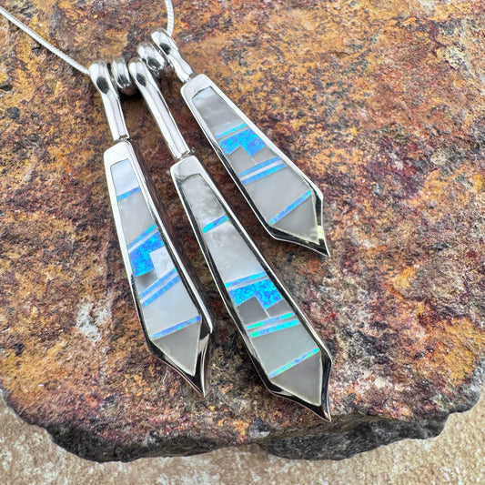 David Rosales Mystic Pearl Inlaid Sterling Silver Necklace