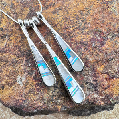 David Rosales Mystic Pearl Inlaid Sterling Silver Necklace