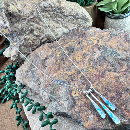 David Rosales Mystic Pearl Inlaid Sterling Silver Necklace