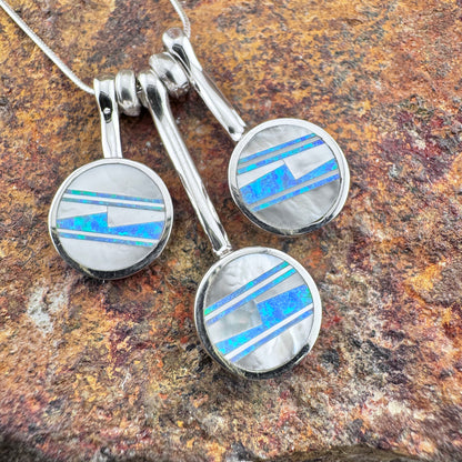 David Rosales Mystic Pearl Inlaid Sterling Silver Necklace