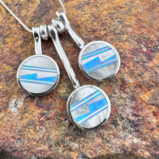 David Rosales Mystic Pearl Inlaid Sterling Silver Necklace