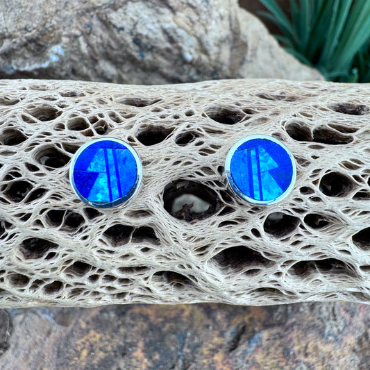 David Rosales Blue Sky Inlaid Sterling Silver Earrings