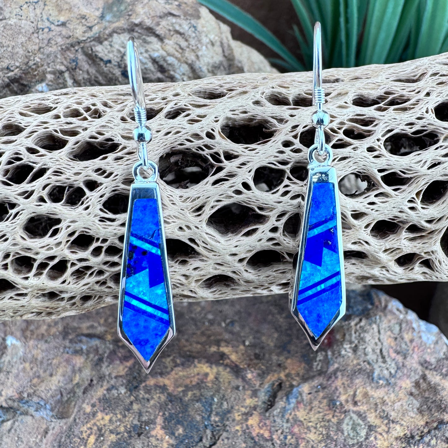 David Rosales Blue Sky Inlaid Sterling Silver Earrings