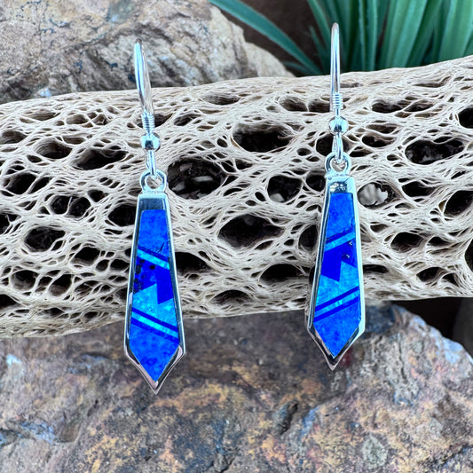 David Rosales Blue Sky Inlaid Sterling Silver Earrings