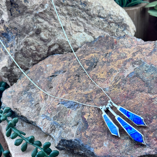 David Rosales Blue Sky Inlaid Sterling Silver Necklace