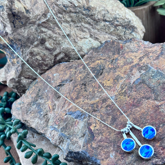 David Rosales Blue Sky Inlaid Sterling Silver Necklace