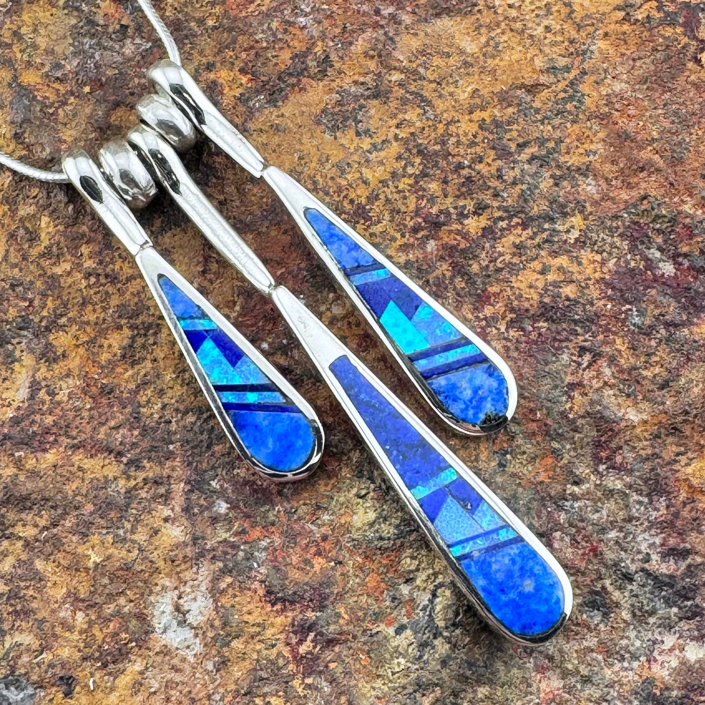 David Rosales Blue Sky Inlaid Sterling Silver Necklace