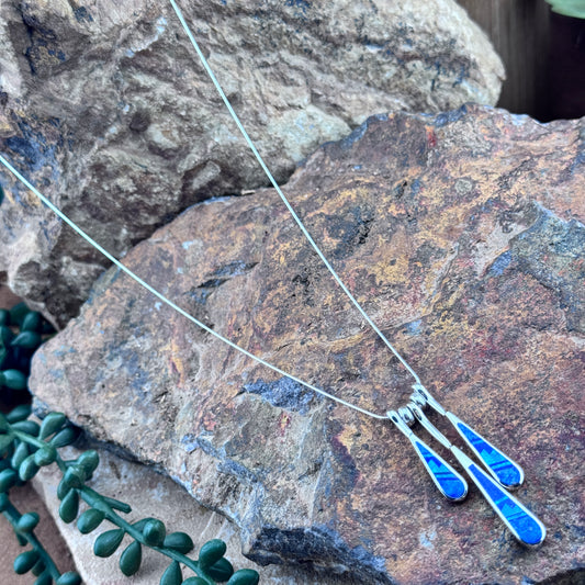 David Rosales Blue Sky Inlaid Sterling Silver Necklace