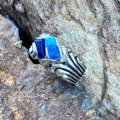 David Rosales Blue Sky Cobble Inlaid Sterling Silver Ring