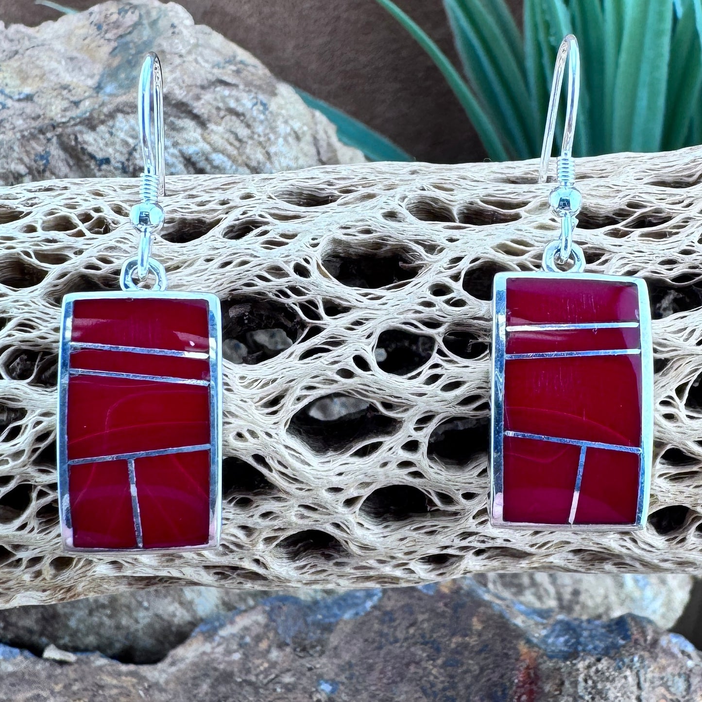 David Rosales Rosarita Inlaid Sterling Silver Earrings