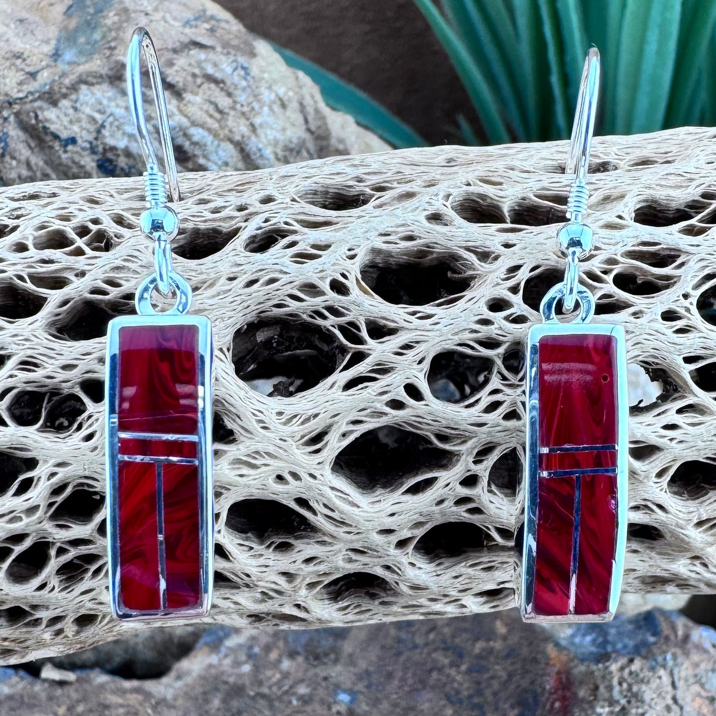 David Rosales Rosarita Inlaid Sterling Silver Earrings