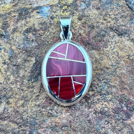 David Rosales Rosarita Inlaid Sterling Silver Pendant