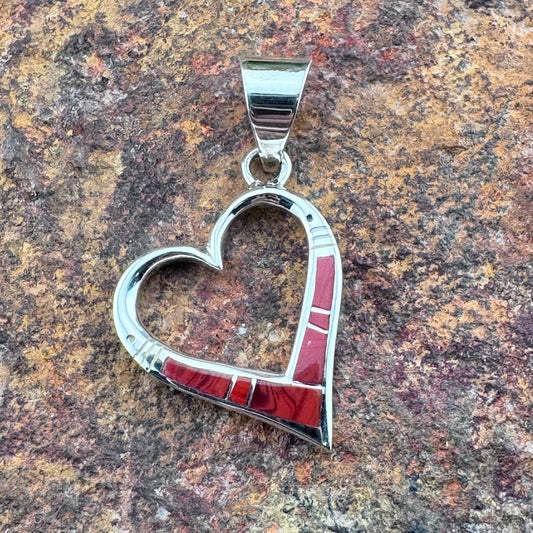 David Rosales Rosarita Inlaid Sterling Silver Pendant Heart