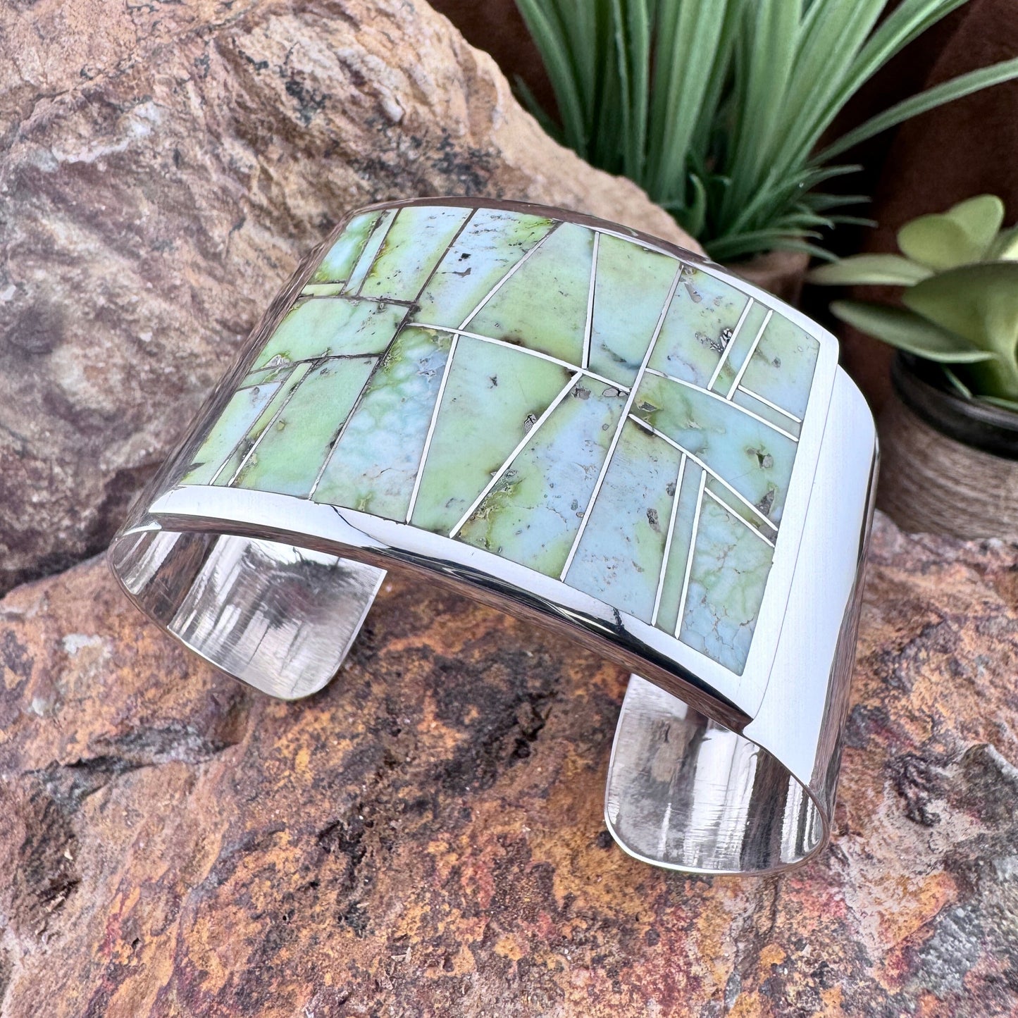 David Rosales Palomino Inlaid Sterling Silver Bracelet