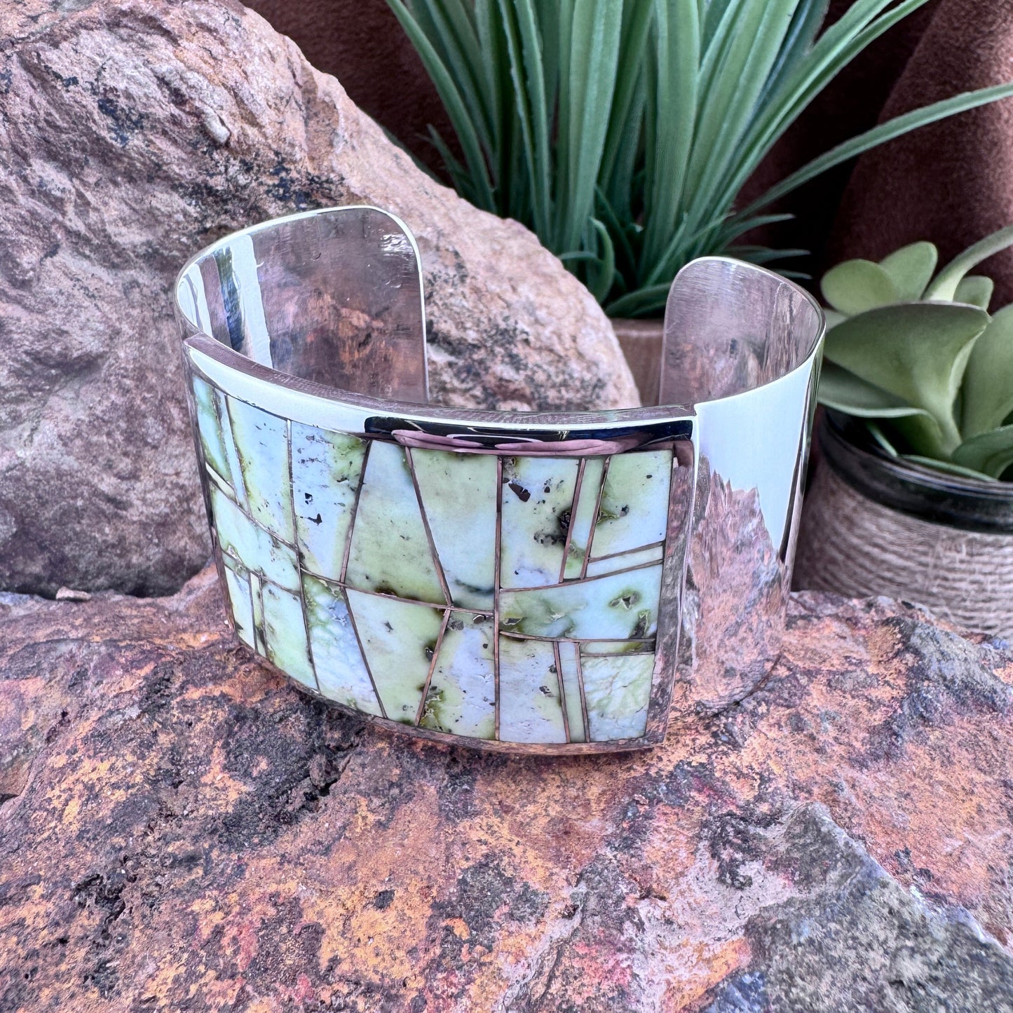 David Rosales Palomino Inlaid Sterling Silver Bracelet