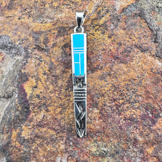 David Rosales Arizona Blue Inlaid Sterling Silver Pendant