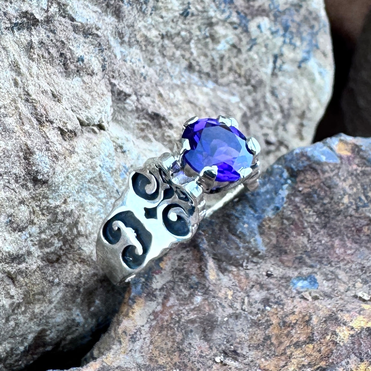 Sterling Silver Country Amethyst Ring by David Rosales