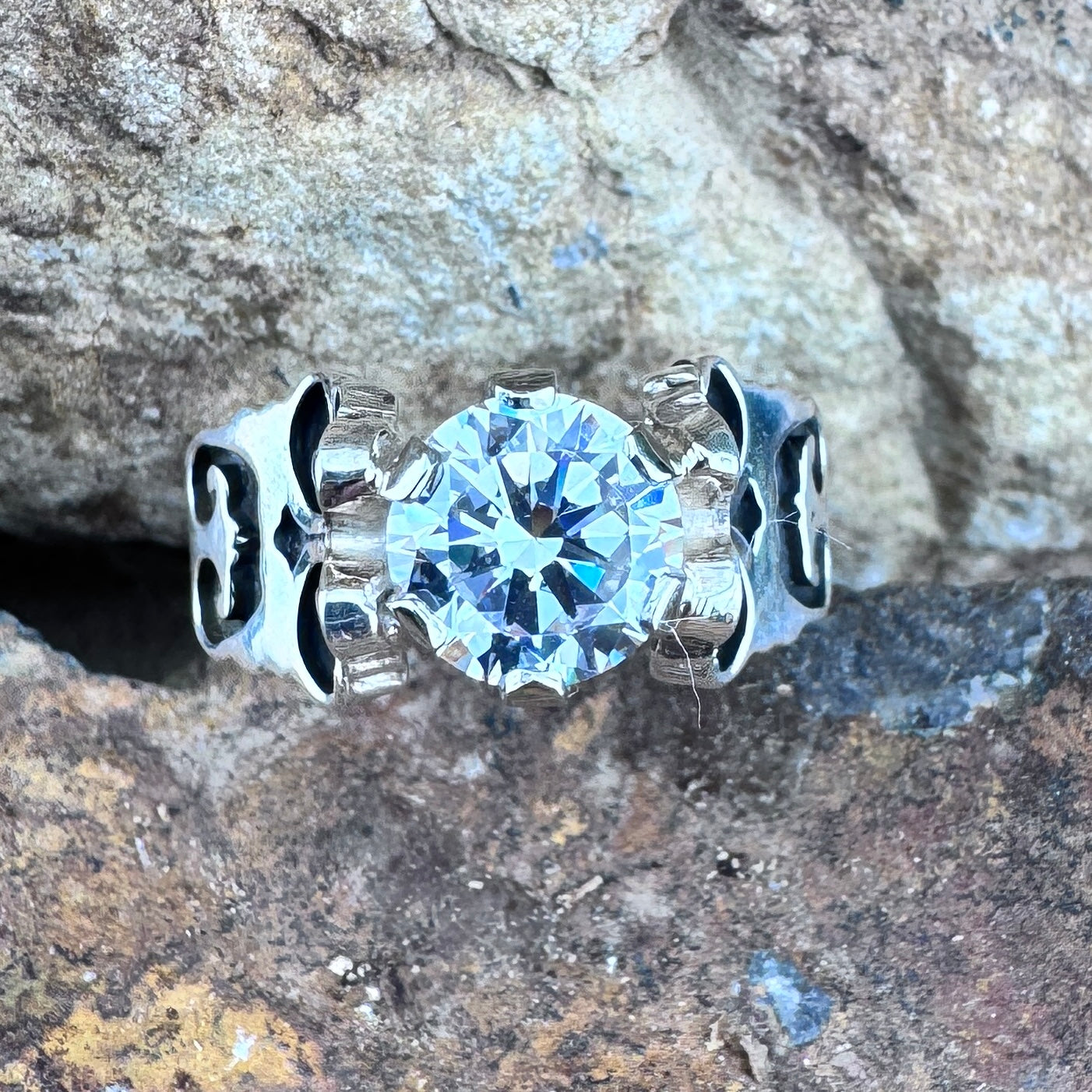 Sterling Silver Country Cubic Zirconia Ring by David Rosales