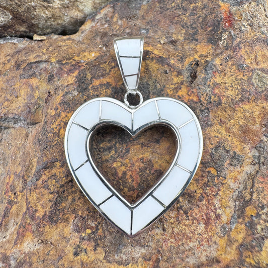 David Rosales Pristine Inlaid Sterling Silver Pendant Heart