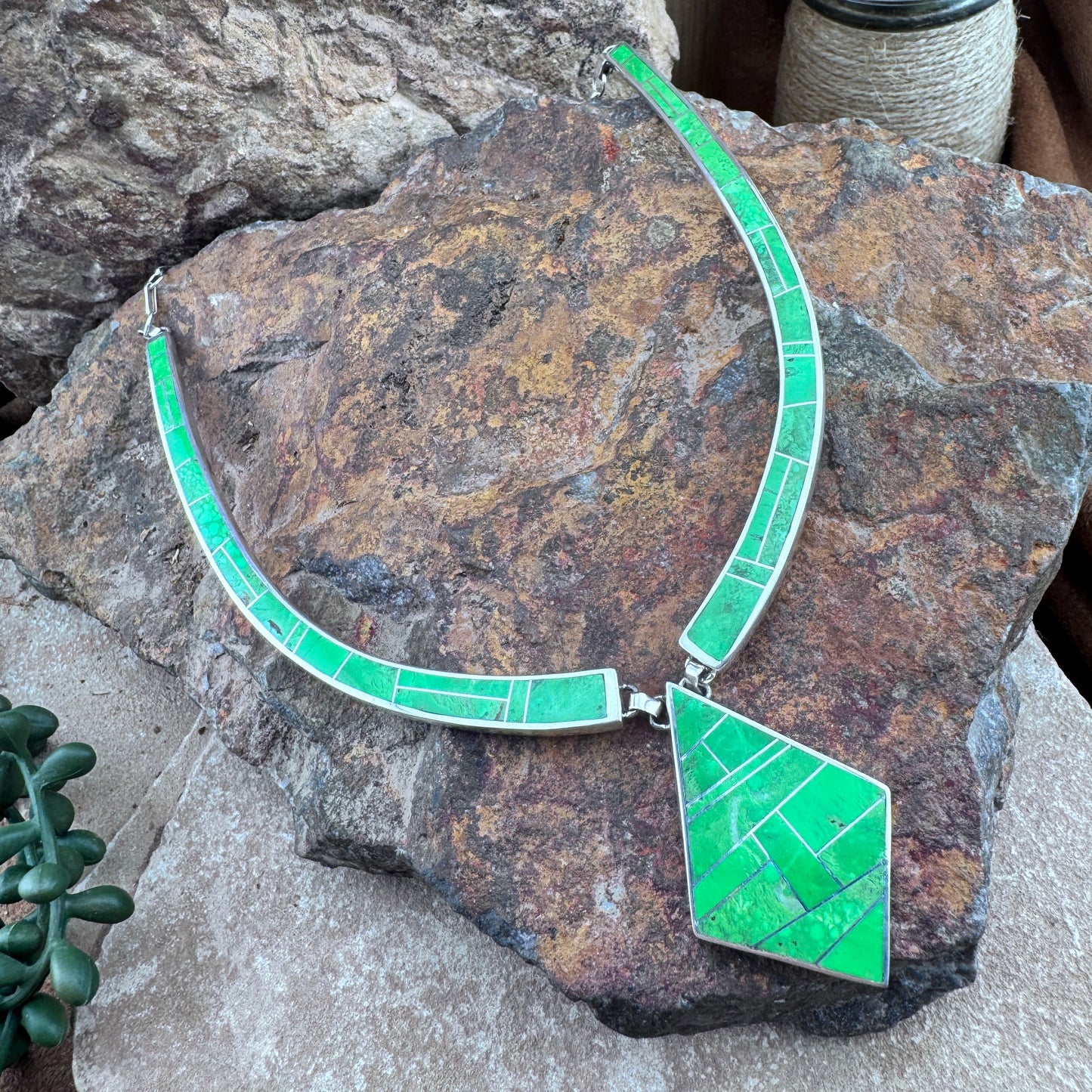 David Rosales Gaspiete Inlaid Sterling Silver Necklace