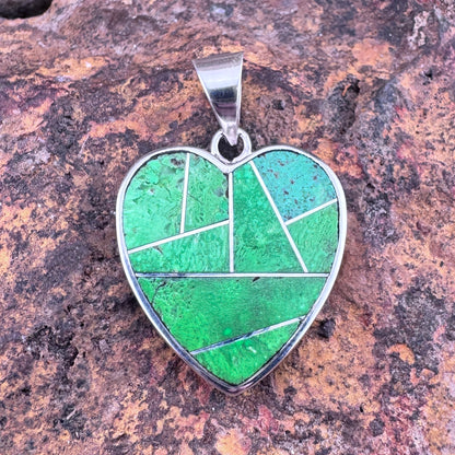 David Rosales Gaspiete Inlaid Sterling Silver Pendant Heart