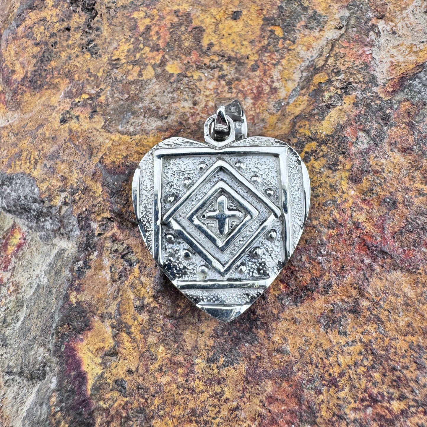 David Rosales Gaspiete Inlaid Sterling Silver Pendant Heart