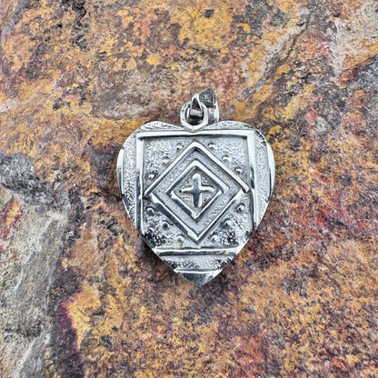 David Rosales Gaspiete Inlaid Sterling Silver Pendant Heart