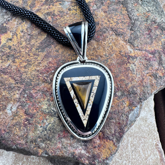 David Rosales Native Earth Inlaid Sterling Silver Pendant