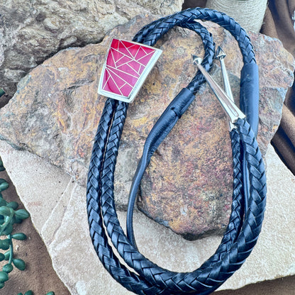David Rosales Rosarita Inlaid Sterling Silver Bolo Tie