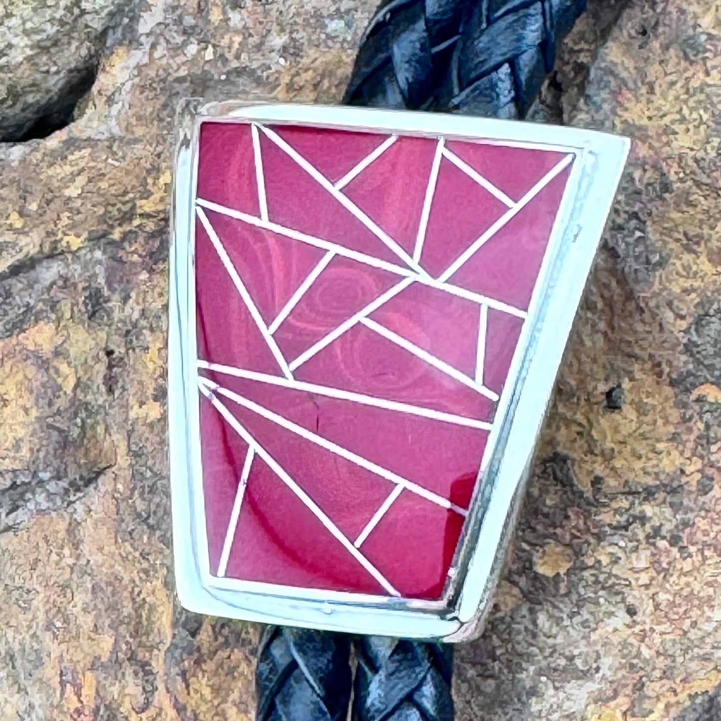 David Rosales Rosarita Inlaid Sterling Silver Bolo Tie