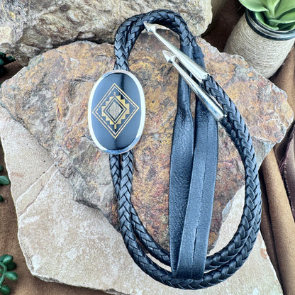 David Rosales Native Earth Inlaid Sterling Silver Bolo Tie