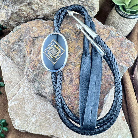 David Rosales Native Earth Inlaid Sterling Silver Bolo Tie
