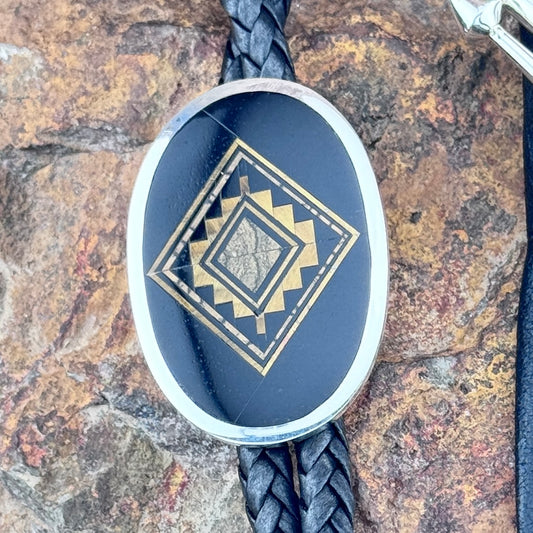 David Rosales Native Earth Inlaid Sterling Silver Bolo Tie