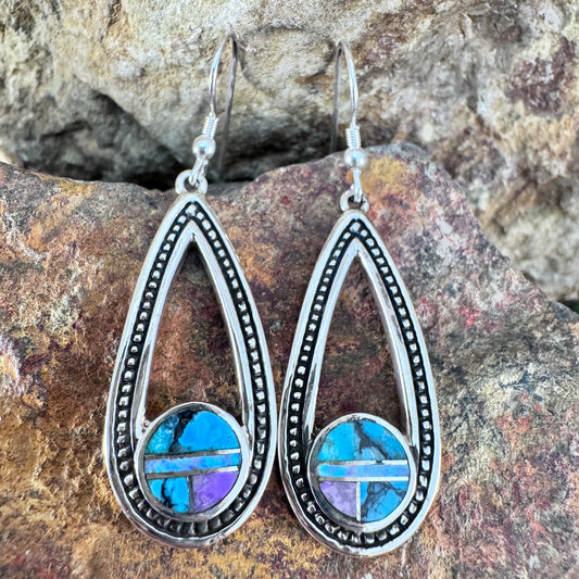 David Rosales Shalako Inlaid Sterling Silver Earrings