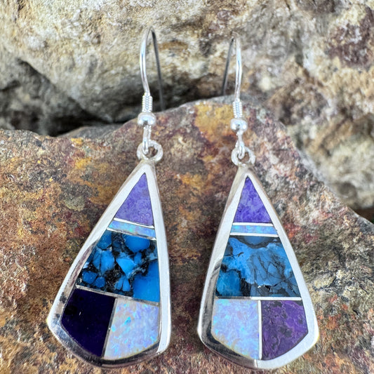 David Rosales Shalako Inlaid Sterling Silver Earrings