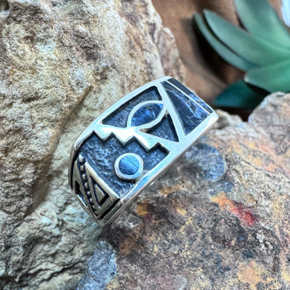 David Rosales Pietersite Inlaid Sterling Silver Ring