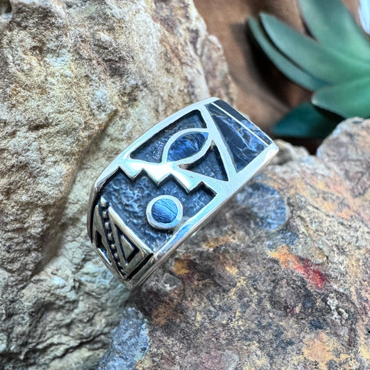 David Rosales Pietersite Inlaid Sterling Silver Ring