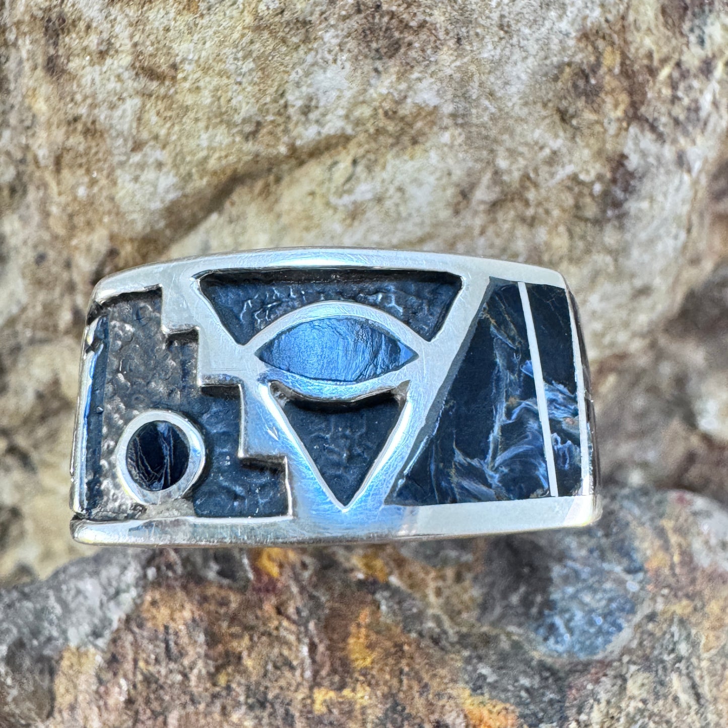 David Rosales Pietersite Inlaid Sterling Silver Ring