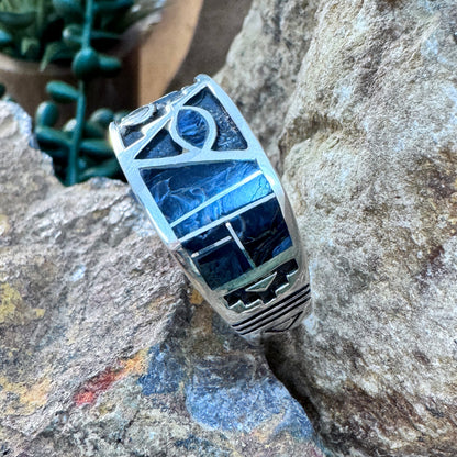 David Rosales Pietersite Inlaid Sterling Silver Ring