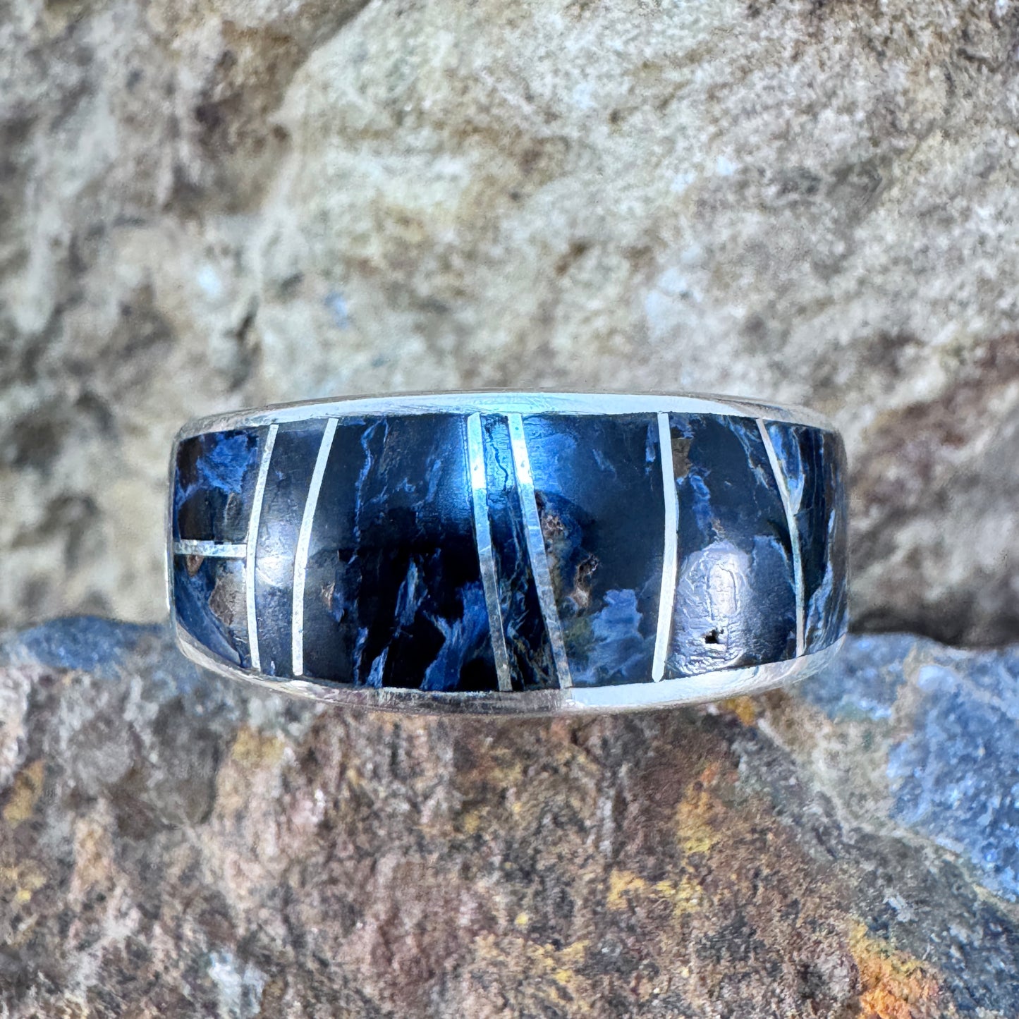 David Rosales Pietersite Inlaid Sterling Silver Ring