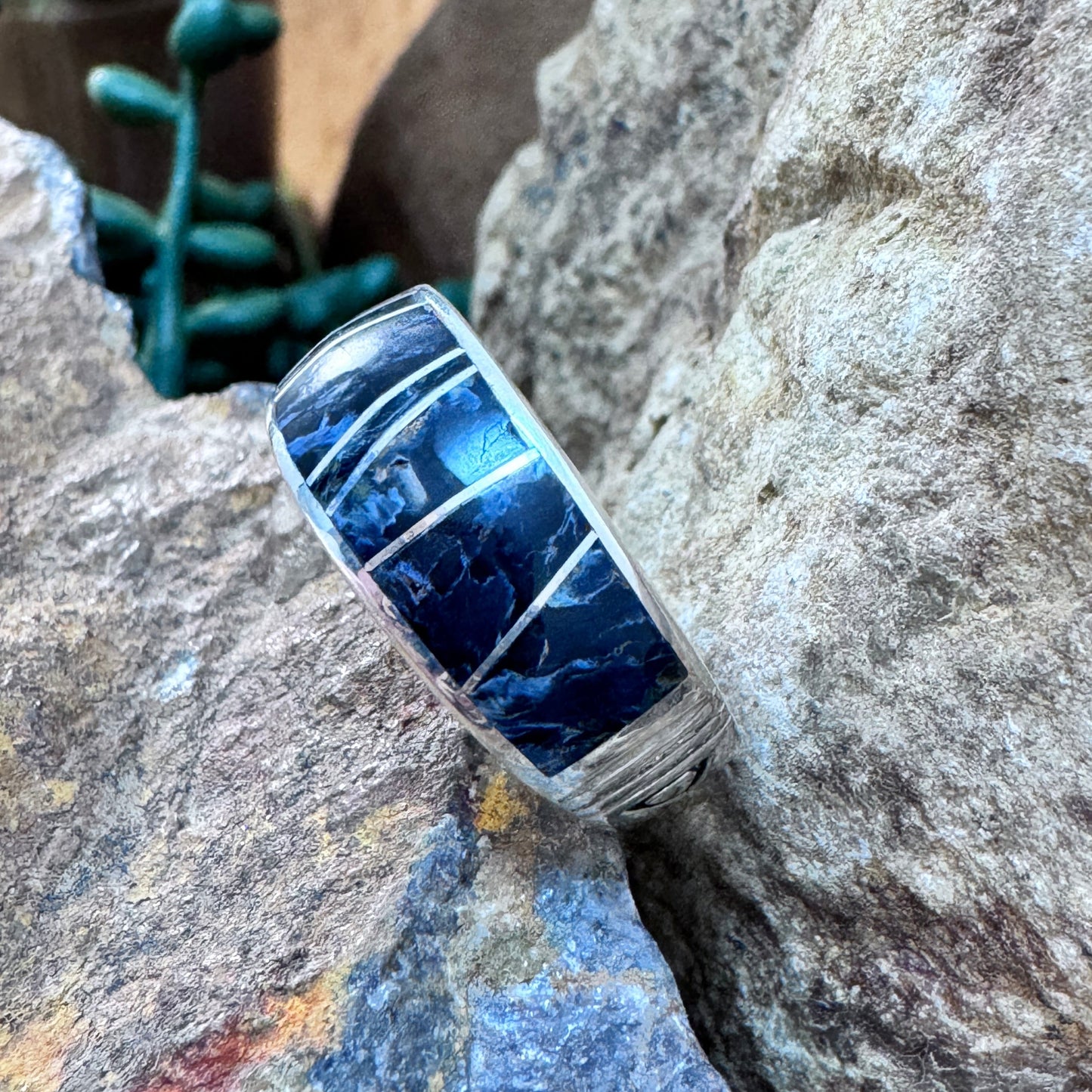 David Rosales Pietersite Inlaid Sterling Silver Ring