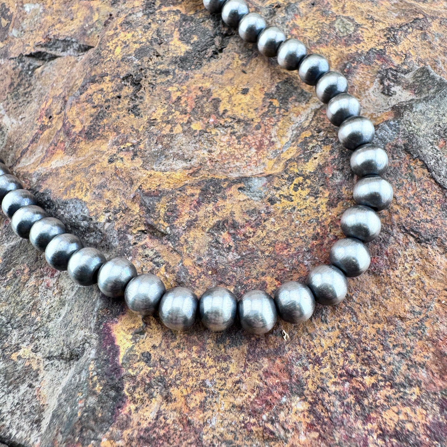 20" Navajo Pearl Necklace – 7mm Sterling Silver Navajo Pearls by Lucina Sando