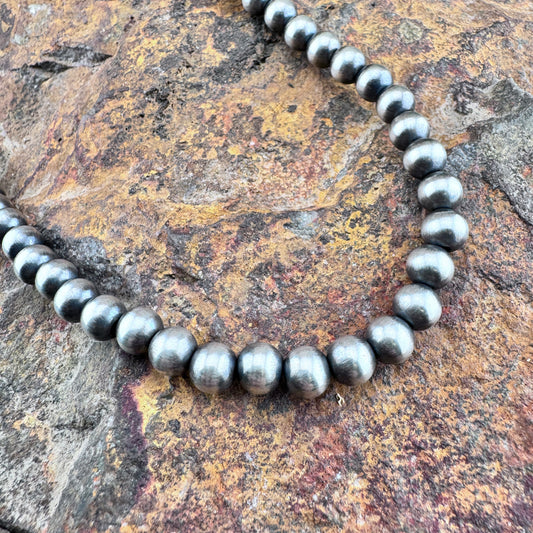 20" Navajo Pearl Necklace – 7mm Sterling Silver Navajo Pearls by Lucina Sando