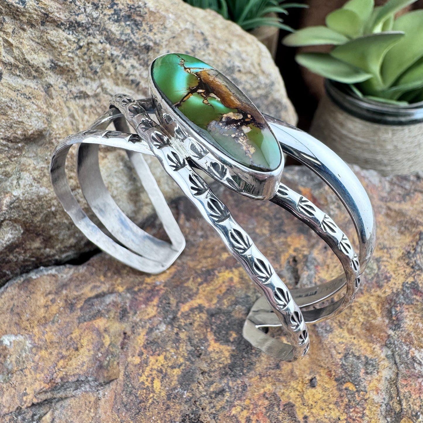 Royston Turquoise Sterling Silver Cuff Bracelet by Wil Denetdale