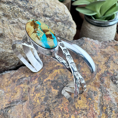 Boulder Ribbon Turquoise Sterling Silver Bracelet by Wil Denetdale