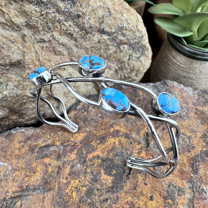 Golden Hill Turquoise Sterling Silver Bracelet by Wil Denetdale