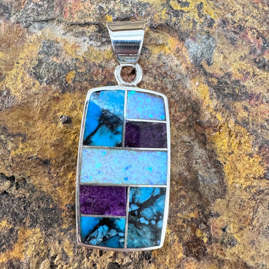 David Rosales Shalako Inlaid Sterling Silver Pendant