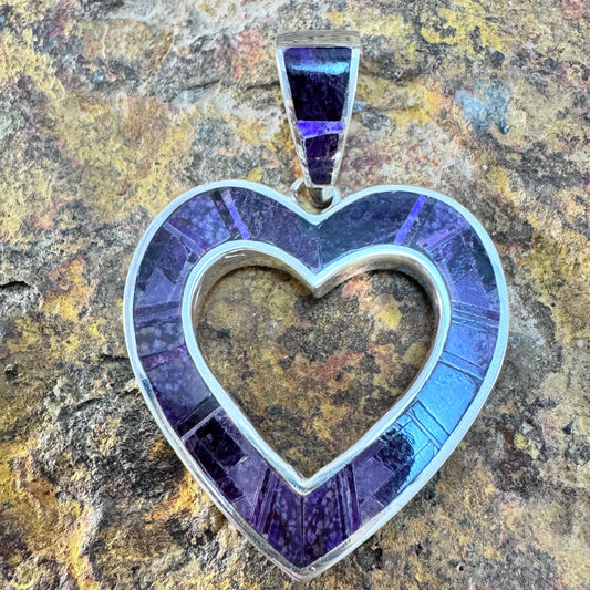David Rosales Sugilite Inlaid Sterling Silver Pendant Heart