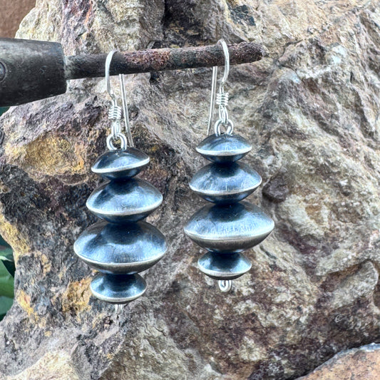 Traditional Sterling Silver Navajo Pearl Earrings by Presley Haley