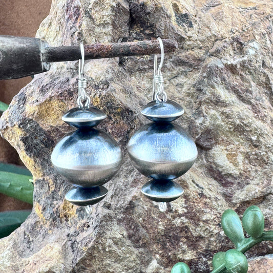 Traditional Sterling Silver Navajo Pearl Earrings by Presley Haley